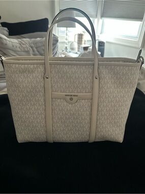 Michael Kors Ivory/Beige MK Logo Tote